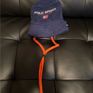 Polo by Ralph Lauren Navy Bucket Hat with Orange Strap